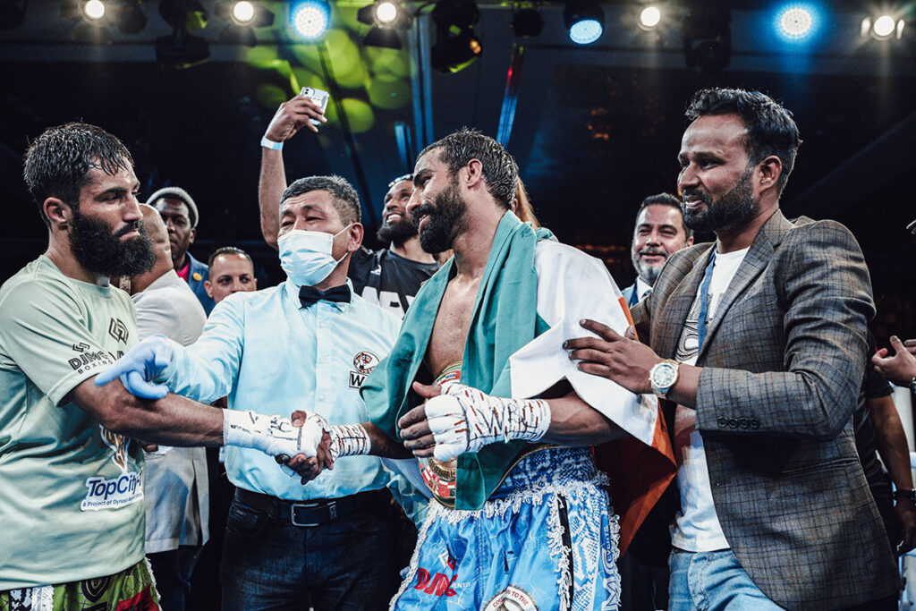 Roshan Nathanial working with boxing talent during professional training
