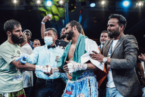 Roshan Nathanial working with boxing talent during professional training