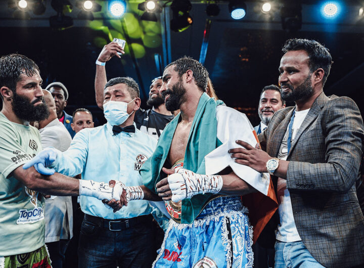 Roshan Nathanial working with boxing talent during professional training