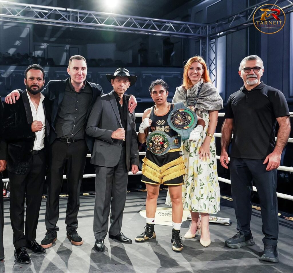 Roshan Nathanial at an international boxing event in Melbourne