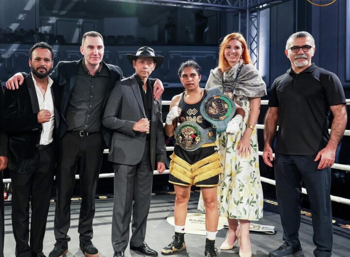 Roshan Nathanial at an international boxing event in Melbourne